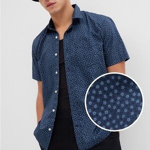 GAP Men's Navy Patterned Casual Shirt